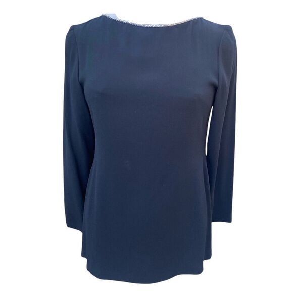 Ellen Tracy Evening Top Rhinestone Neck Buttons Up The Back Sz. 8 Holidays Party - Picture 1 of 8